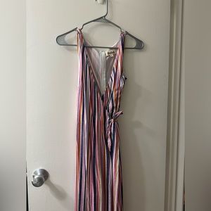 Vici striped wrap jumpsuit